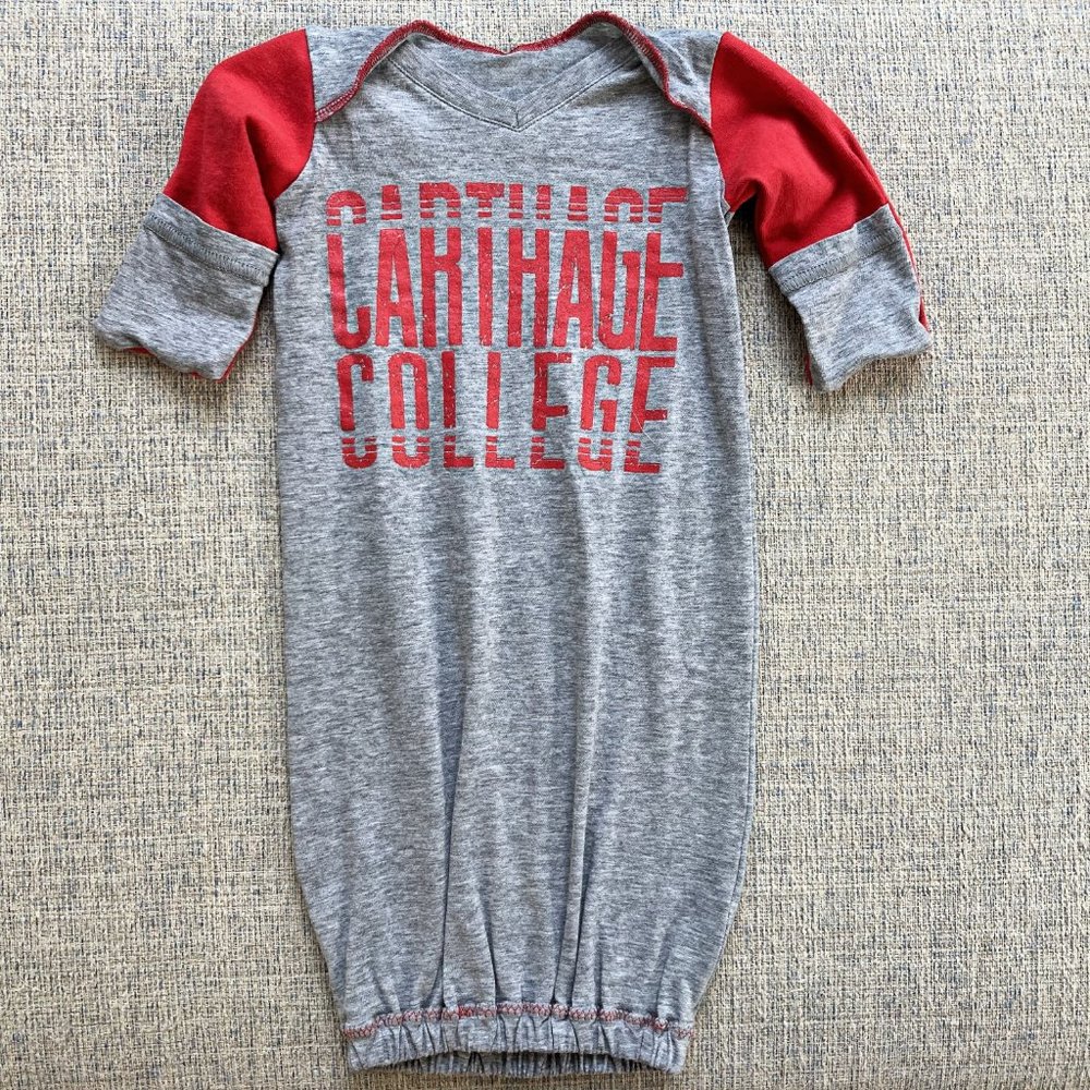 Carthage College handmade upcycled t-shirt newborn gown infant sleep sack
